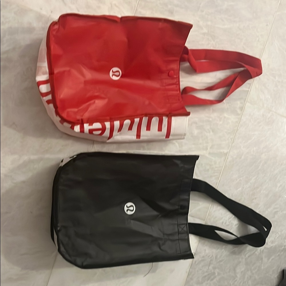 Lululemon Red and Black Tote Bags